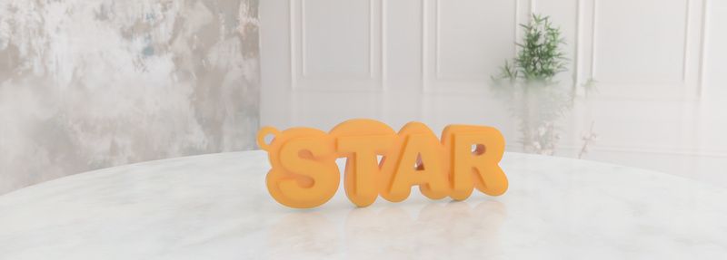 "Shining Star Text Keyring: A 3D Fusion 360 Delight!"