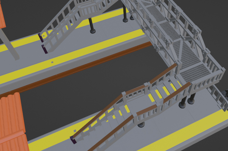 Tren. Estación. Paso peatonal 3D Print 532042