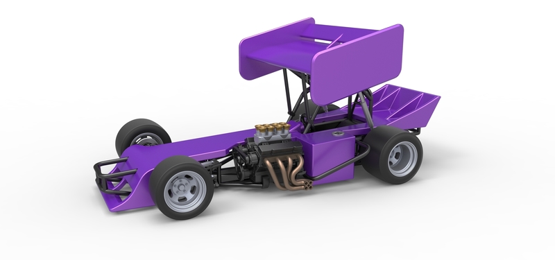 Supermodified front engine Winged race car 1:25