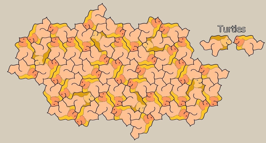 Aperiodic mono tiling turtle version female and a male one too 3D Print 532311