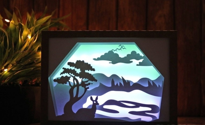 Beautiful Deer Sitting Near The Lake light box  3D Print 532686