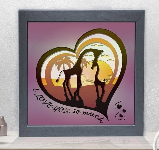 Giraffe I Love Mom So Much light box  3D Print 532752