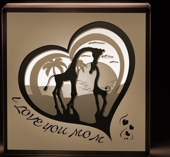 Giraffe I Love Mom So Much light box  3D Print 532753