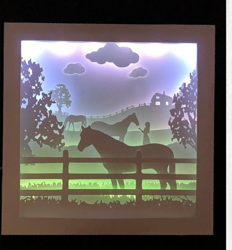 Horse Fields and the Girl lightbox 3D Print 532766