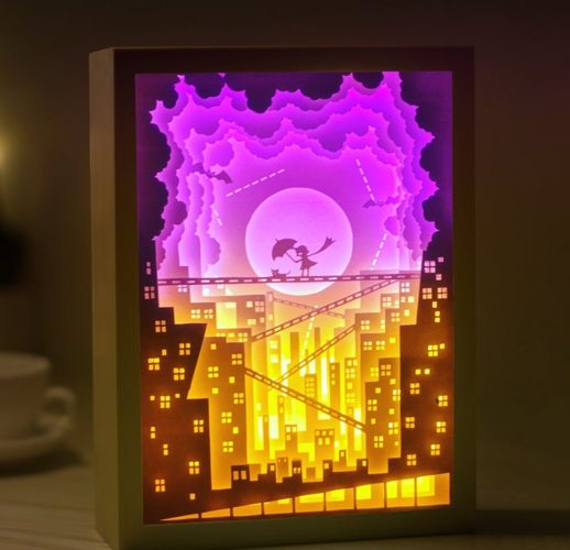 Kid and Cat's Dream lightbox 3D Print 532781