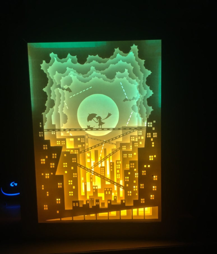 Kid and Cat's Dream lightbox 3D Print 532782