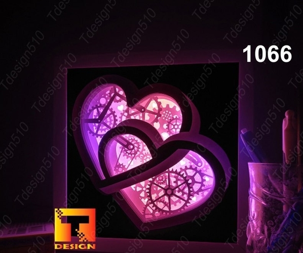 Clock Gear Heart light box 3D Print 532943