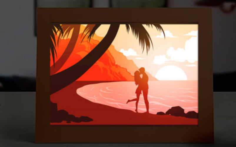 Lovers on the beach lightbox 3D Print 533040