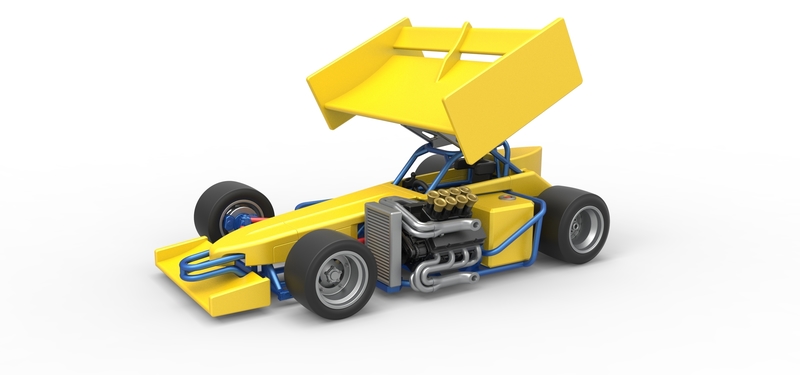 Supermodified front engine Winged race car V2 Scale 1:25