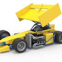Supermodified front engine Winged race car V2 Scale 1:25 - Thumbnail 1