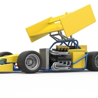 Supermodified front engine Winged race car V2 Scale 1:25 - Thumbnail 2