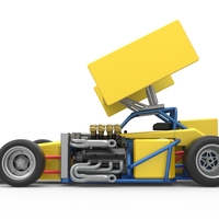 Supermodified front engine Winged race car V2 Scale 1:25 - Thumbnail 9