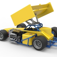 Supermodified front engine Winged race car V2 Scale 1:25 - Thumbnail 12