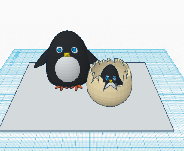 Penguin With Baby 3D Print 53389
