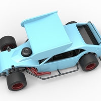 Vintage Asphalt Modified stock car V2 with wing 1:25 - Thumbnail 4