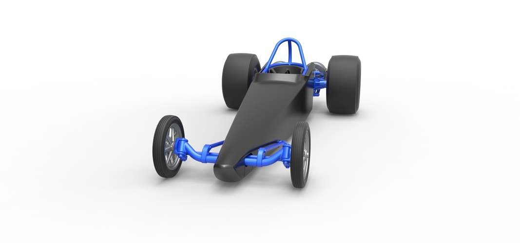 Dragster with twin Turbo drag axle 1:25 3D Print 536934