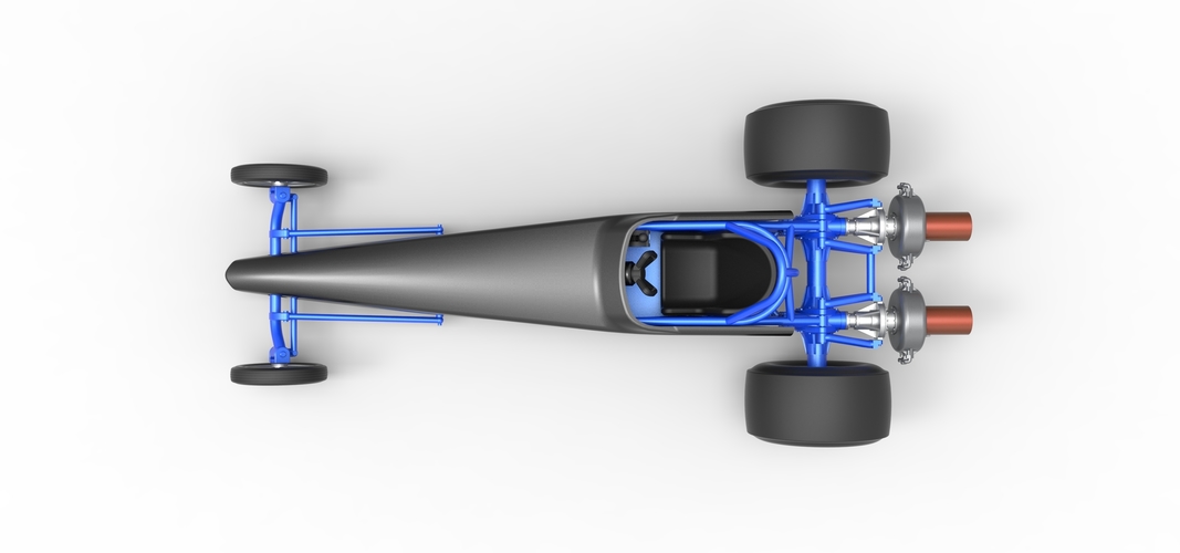 Dragster with twin Turbo drag axle 1:25 3D Print 536940