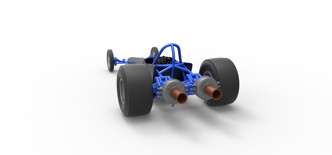 Dragster with twin Turbo drag axle 1:25 3D Print 536943