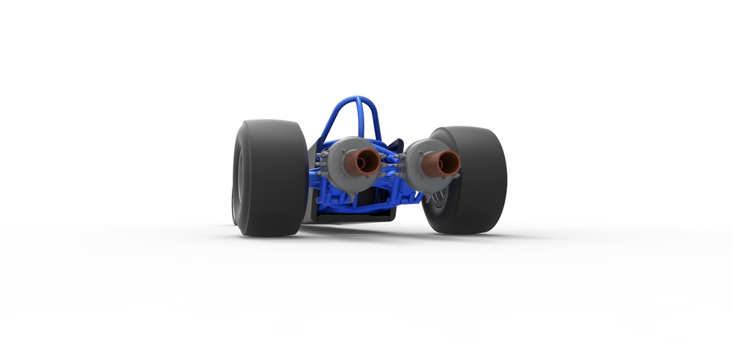 Dragster with twin Turbo drag axle 1:25 3D Print 536944