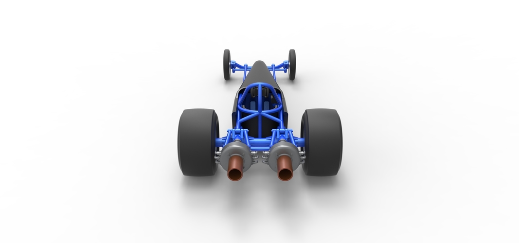 Dragster with twin Turbo drag axle 1:25 3D Print 536946