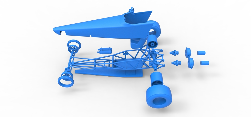 Dragster with twin Turbo drag axle 1:25 3D Print 536952