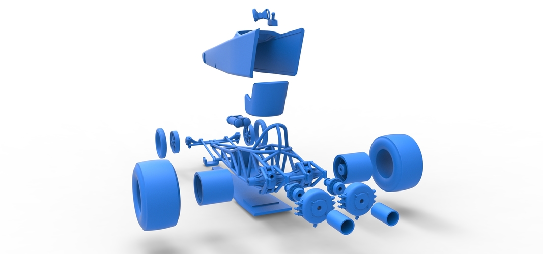 Dragster with twin Turbo drag axle 1:25 3D Print 536954