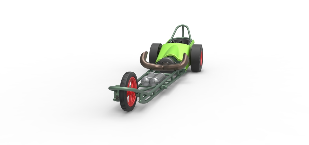 3 wheeled dragster with Rocket Turbine 1:25 3D Print 536967