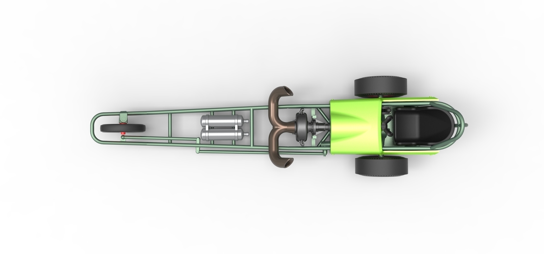 3 wheeled dragster with Rocket Turbine 1:25 3D Print 536973