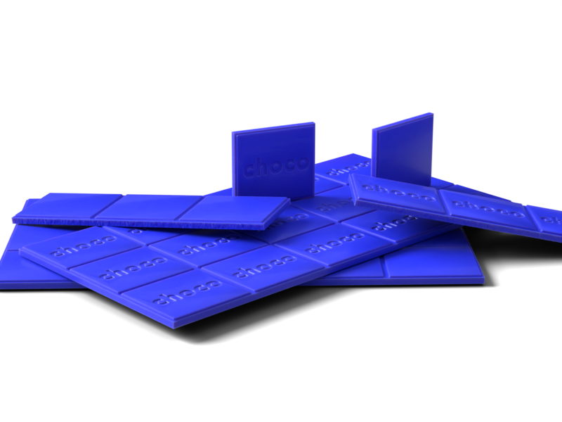 Chocolate  a plate single cubes with and without inscription