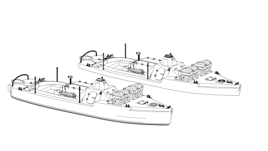 Old Small Armored River MineSweper 4 variants 3D Print 537467