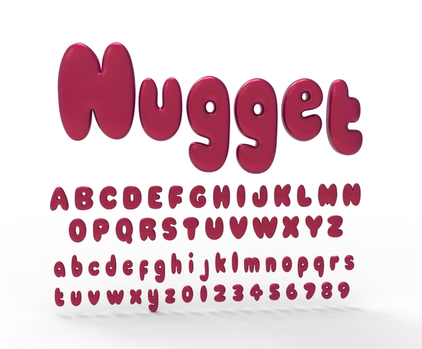 Nugget Alphabet and numbers 3D Print 537777