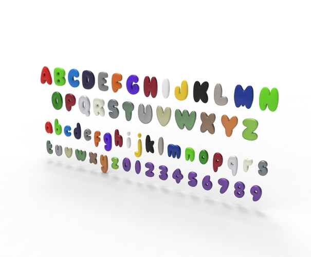 Nugget Alphabet and numbers 3D Print 537782