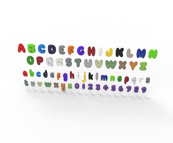 Nugget Alphabet and numbers 3D Print 537785