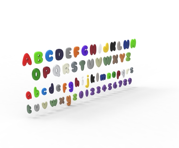Nugget Alphabet and numbers 3D Print 537786