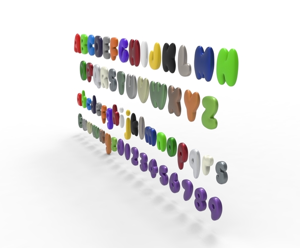 Nugget Alphabet and numbers 3D Print 537790