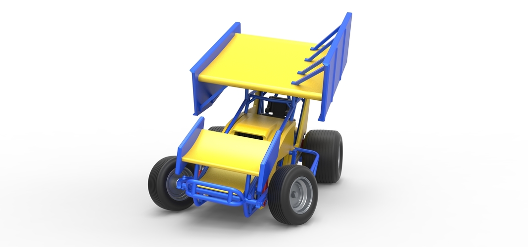 Winged Sprint car while turning Scale 1:25 3D Print 537801