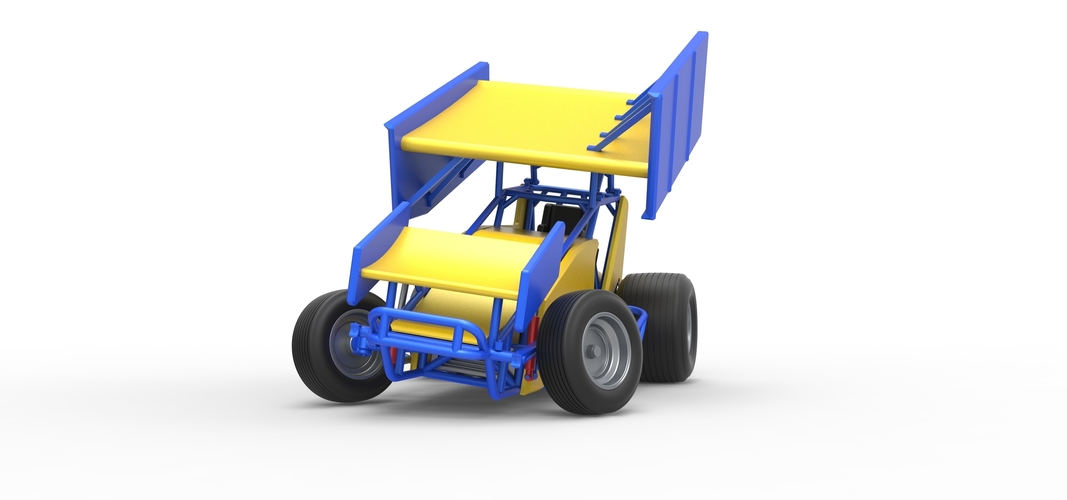 Winged Sprint car while turning Scale 1:25 3D Print 537802