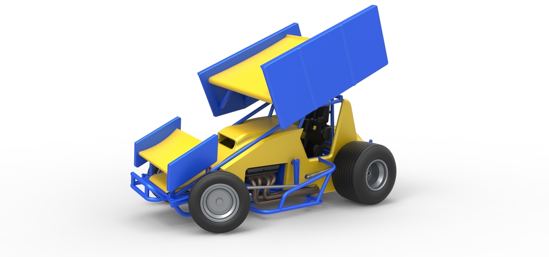 Winged Sprint car while turning Scale 1:25 3D Print 537803