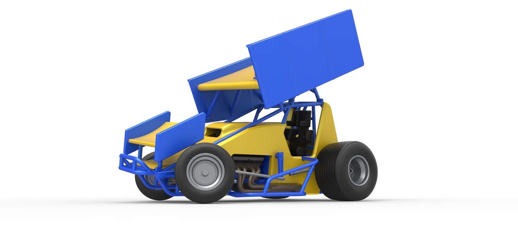 Winged Sprint car while turning Scale 1:25 3D Print 537804