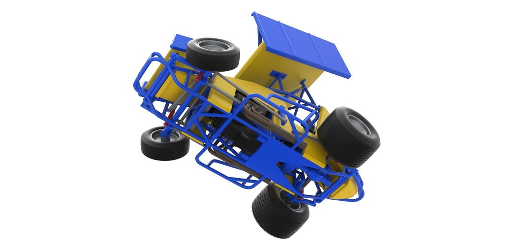 Winged Sprint car while turning Scale 1:25 3D Print 537805