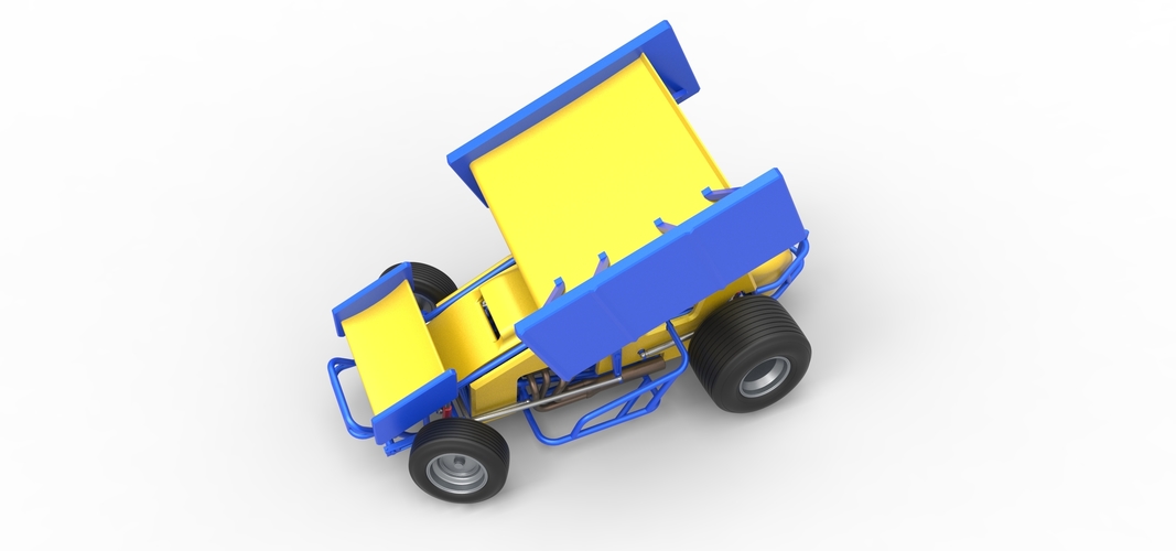 Winged Sprint car while turning Scale 1:25 3D Print 537806