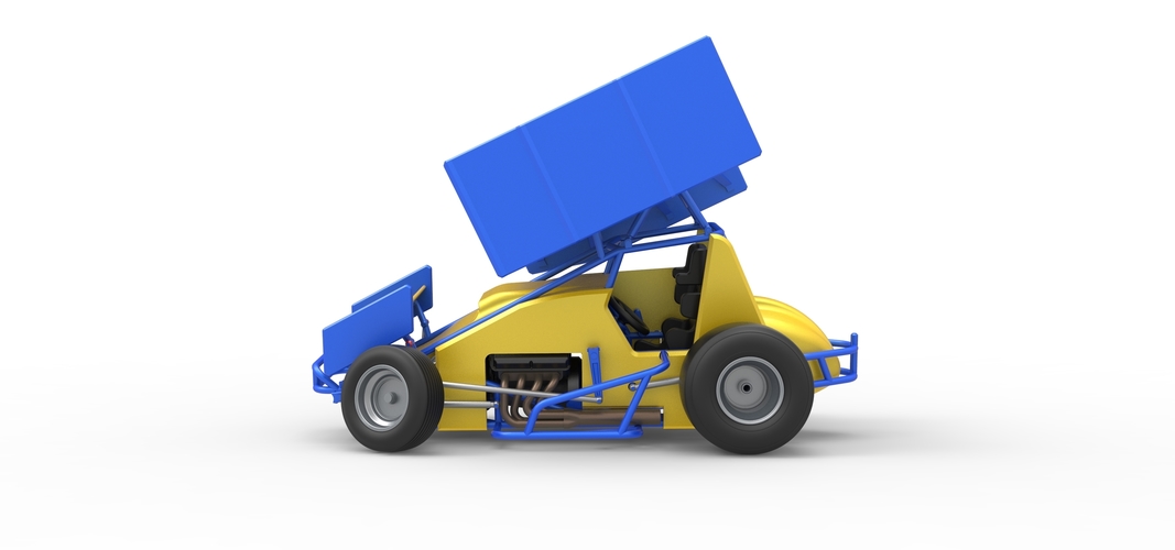 Winged Sprint car while turning Scale 1:25 3D Print 537809