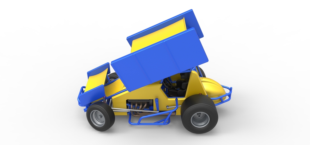 Winged Sprint car while turning Scale 1:25 3D Print 537810