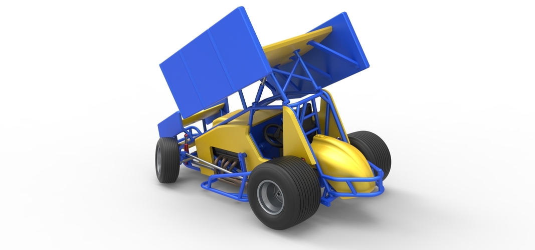 Winged Sprint car while turning Scale 1:25 3D Print 537812