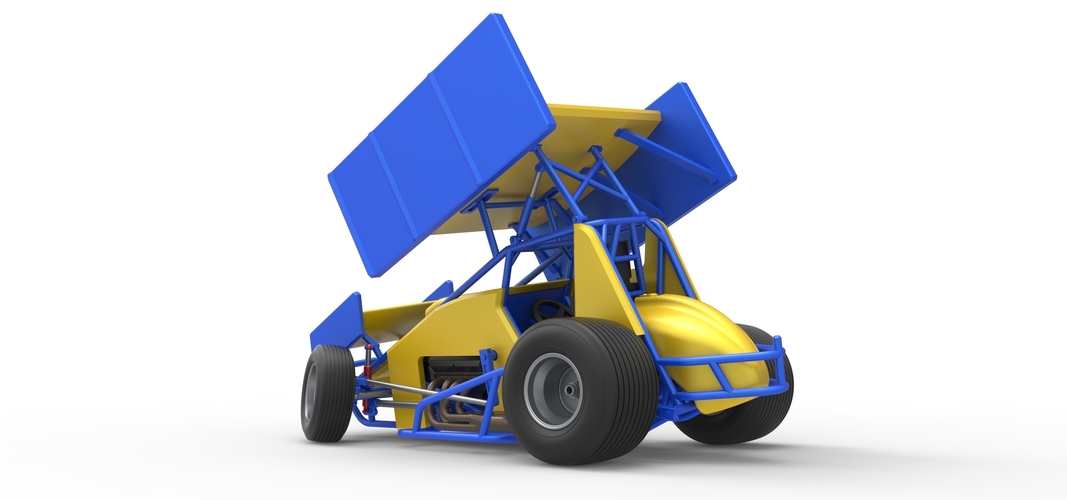 Winged Sprint car while turning Scale 1:25 3D Print 537813