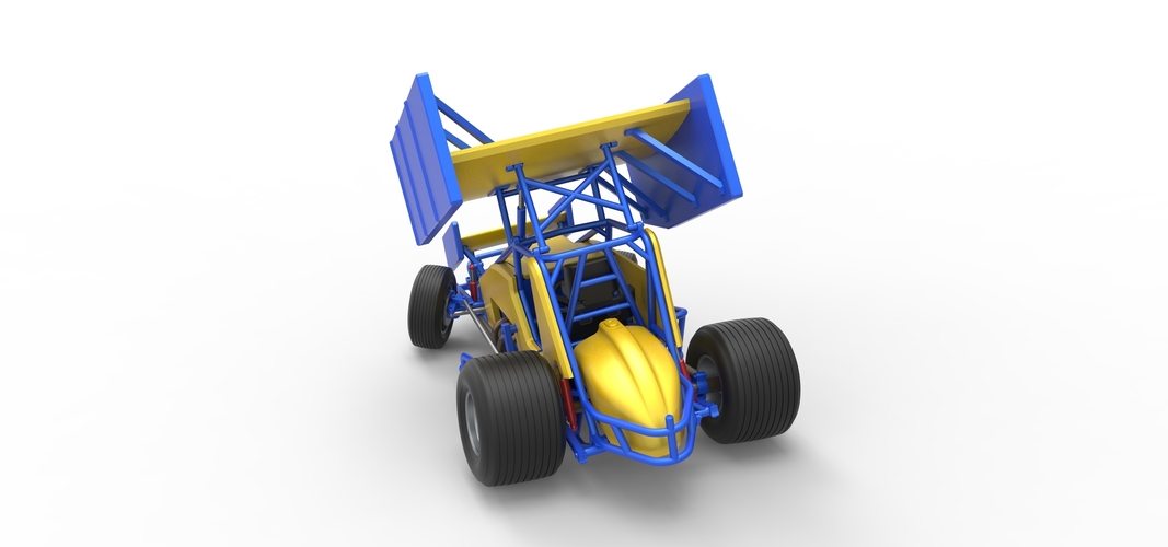 Winged Sprint car while turning Scale 1:25 3D Print 537814