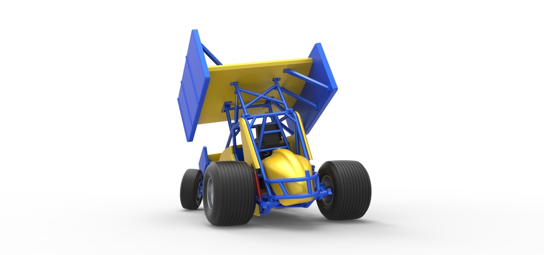 Winged Sprint car while turning Scale 1:25 3D Print 537815