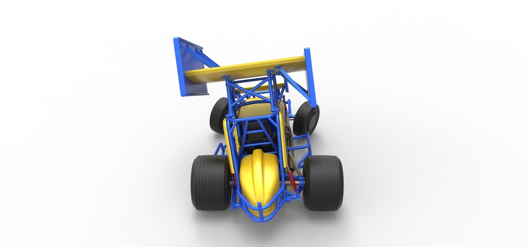 Winged Sprint car while turning Scale 1:25 3D Print 537817