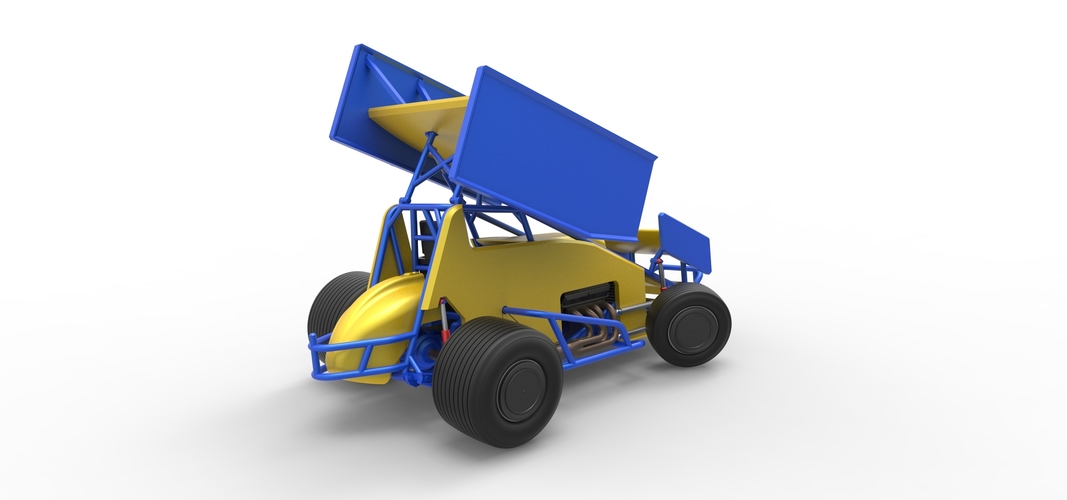 Winged Sprint car while turning Scale 1:25 3D Print 537818