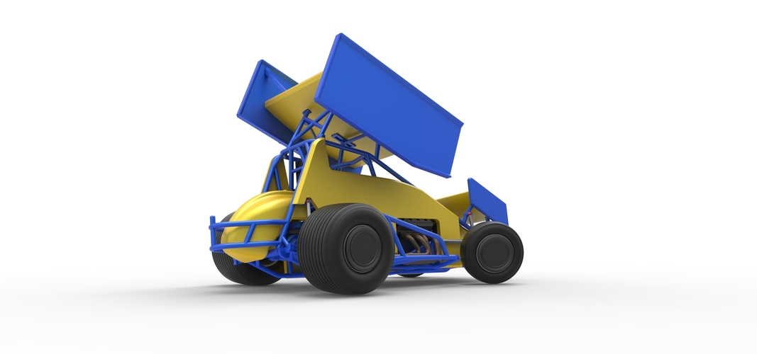 Winged Sprint car while turning Scale 1:25 3D Print 537819